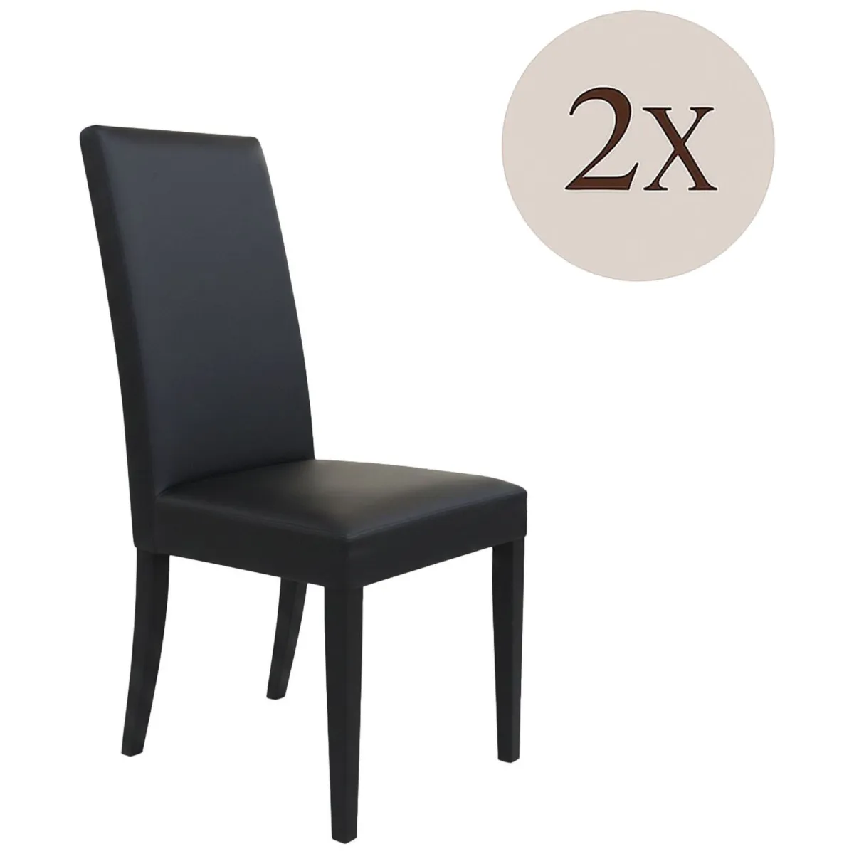 Sedie > Dmora Set di Sedie Nero Nero 2 Sedie Imbottito, Effetto Laccato - Ferraris Nero, Nero