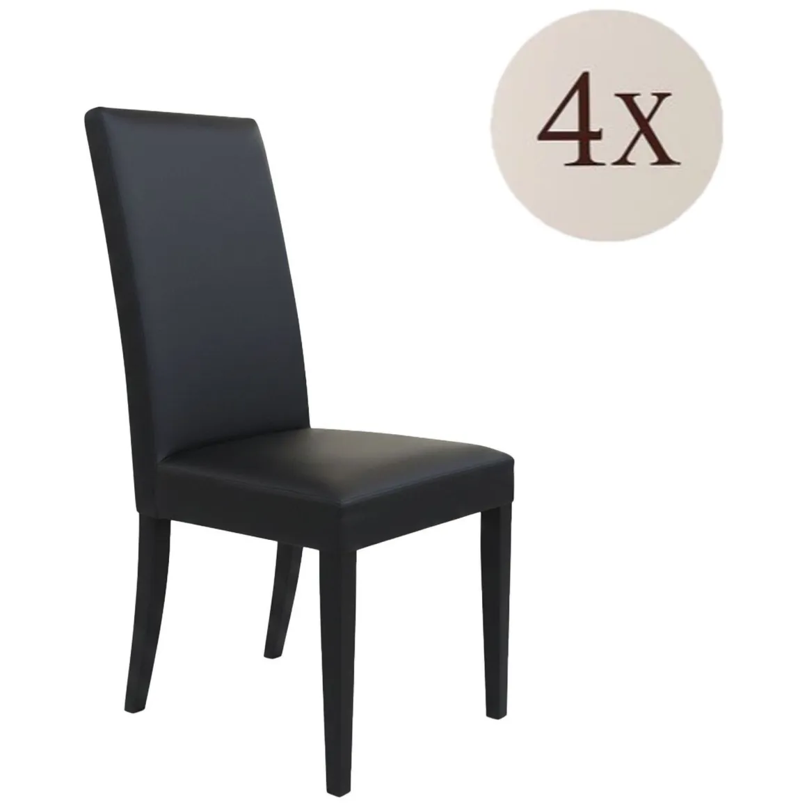 Sedie > Dmora Set di Sedie Nero Nero 6 Sedie Imbottito, Effetto Laccato - Ferraris Nero, Nero