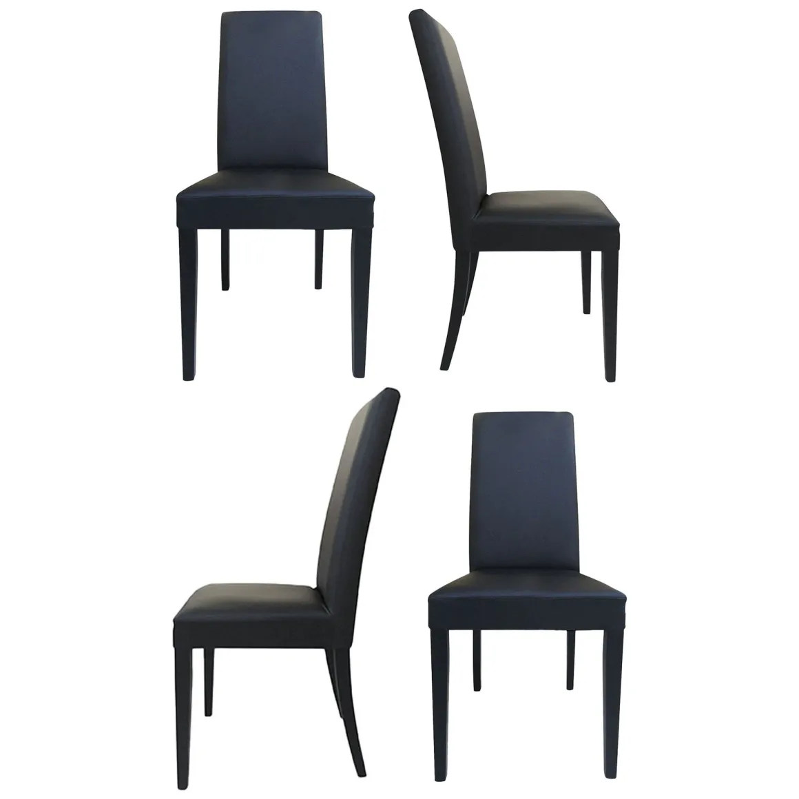 Sedie > Dmora Set di Sedie Nero Nero 6 Sedie Imbottito, Effetto Laccato - Ferraris Nero, Nero