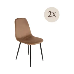 Set di 2 sedie soggiorno imbottite in velluto beige - Arter