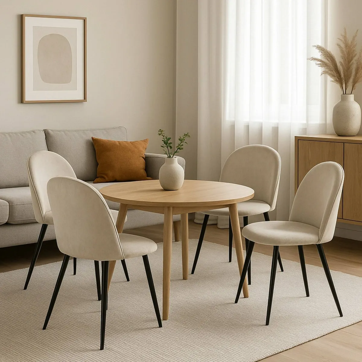 Sedie > Dmora Set di 4 sedie soggiorno imbottite in velluto - Achito Grigio Chiaro