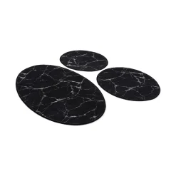 Set di 3 tappeti da bagno Tuscaloosa, 100x60 cm, Nero e Bianco