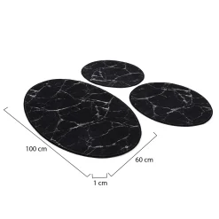 Set di 3 tappeti da bagno Tuscaloosa, 100x60 cm, Nero e Bianco