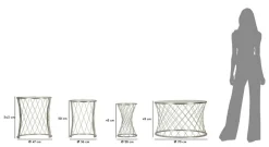 Set di 4 tavolini da salotto Cabiaglio, 70x70 h55 cm, Argento