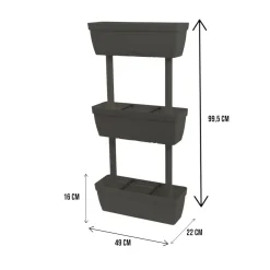 Set di 3 vasi Aldunga, 49x22h16 cm, Antracite