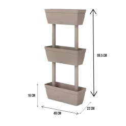 Set di 3 vasi Aldunga, 49x22h16 cm, Tortora