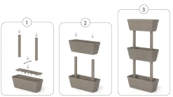 Set di 3 vasi Aldunga, 49x22h16 cm, Tortora