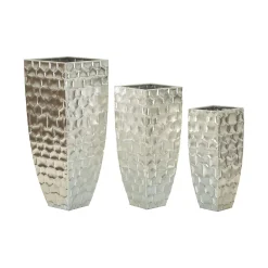 Oggettistica|Vasi > Dmora Set di 3 vasi Cavatore, 38x38 h91 cm, Argento
