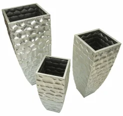 Oggettistica|Vasi > Dmora Set di 3 vasi Cavatore, 38x38 h91 cm, Argento