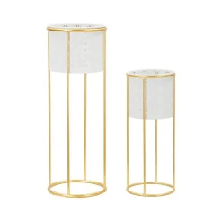 Set di 2 vasi Dore, 17x17 h46 cm, Bianco e Oro
