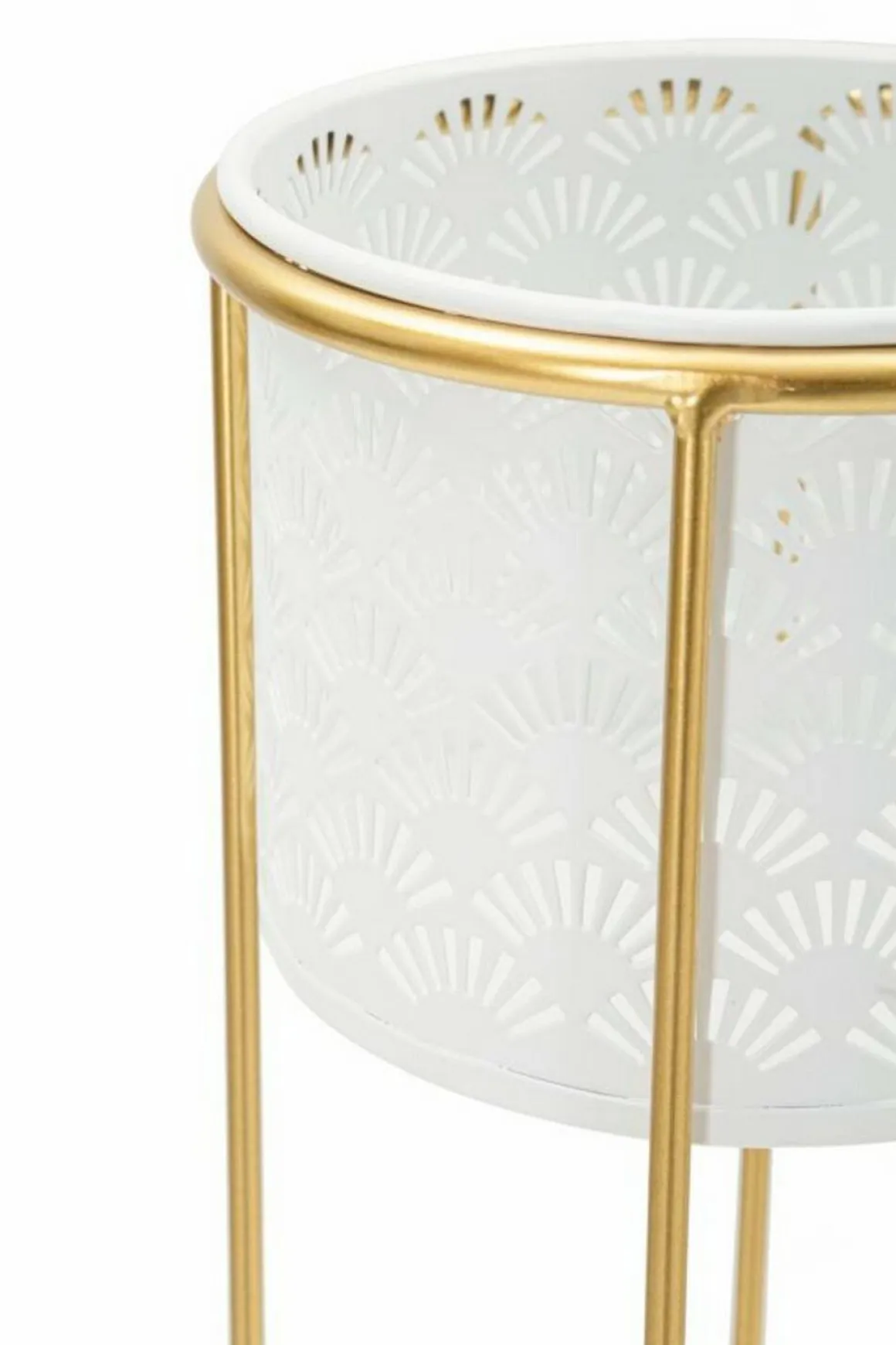 Set di 2 vasi Dore, 17x17 h46 cm, Bianco e Oro