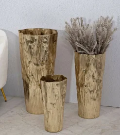 Set di 3 vasi Frentano, 41x39 h83 cm, Oro