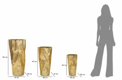 Set di 3 vasi Frentano, 41x39 h83 cm, Oro