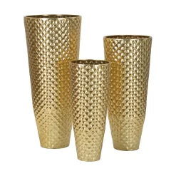 Oggettistica|Vasi > Dmora Set di 3 vasi Manara, 48x48 h110 cm, Oro