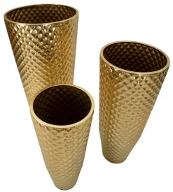 Oggettistica|Vasi > Dmora Set di 3 vasi Manara, 48x48 h110 cm, Oro