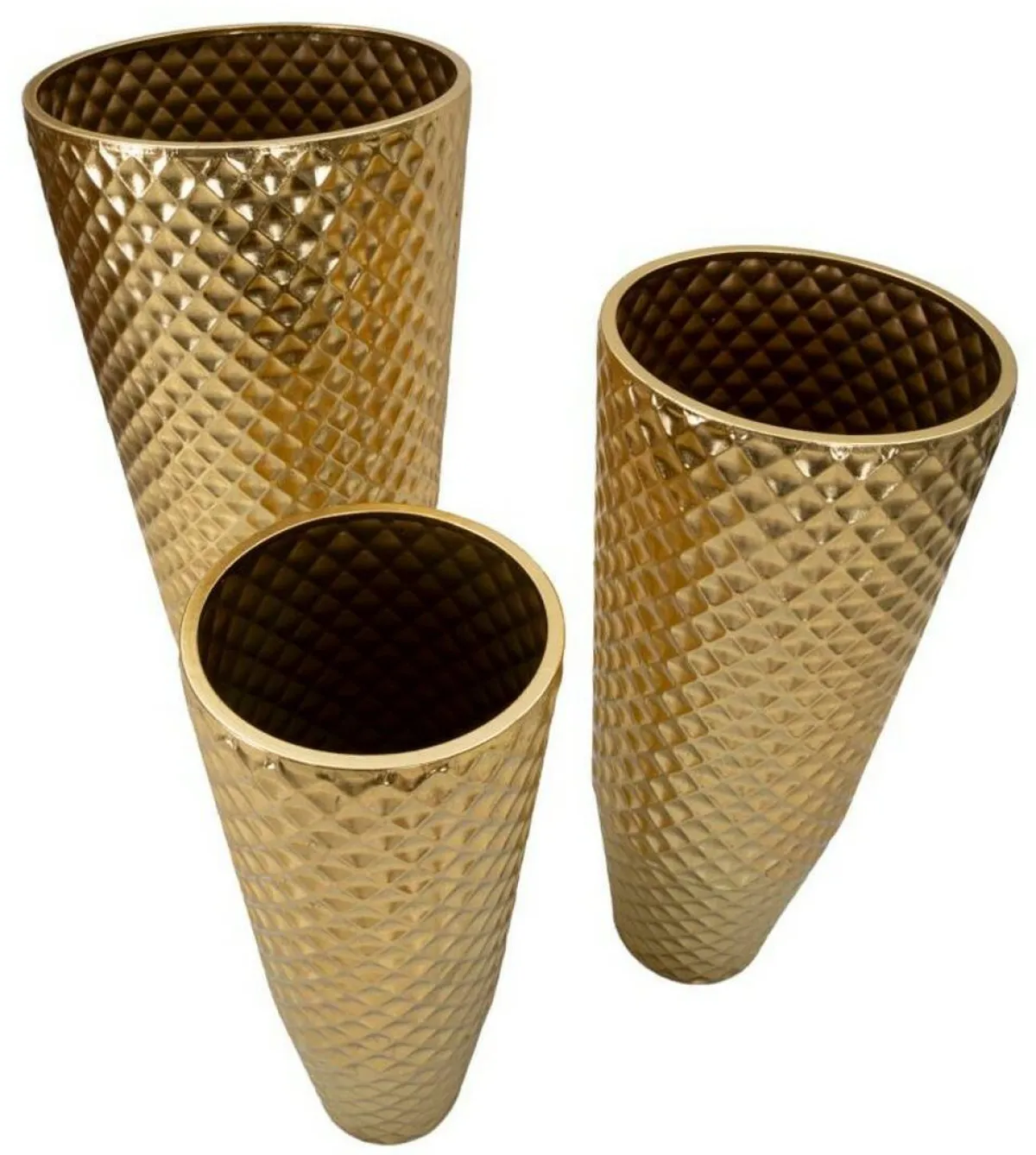 Oggettistica|Vasi > Dmora Set di 3 vasi Manara, 48x48 h110 cm, Oro