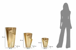 Set di 3 vasi Morrone, 39x42 h75 cm, Oro