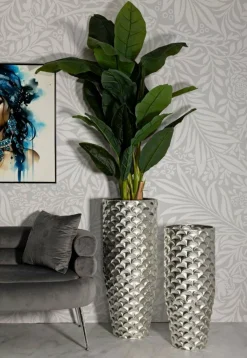 Oggettistica|Vasi > Dmora Set di 2 vasi Premezzo, 37x37 h92 cm, Argento
