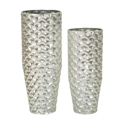 Oggettistica|Vasi > Dmora Set di 2 vasi Premezzo, 37x37 h92 cm, Argento