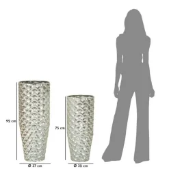 Oggettistica|Vasi > Dmora Set di 2 vasi Premezzo, 37x37 h92 cm, Argento