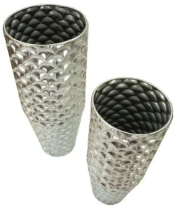 Oggettistica|Vasi > Dmora Set di 2 vasi Premezzo, 37x37 h92 cm, Argento