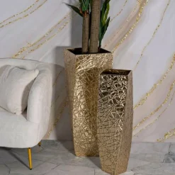 Set di 2 vasi Ritaldi, 34x34 h90 cm, Oro