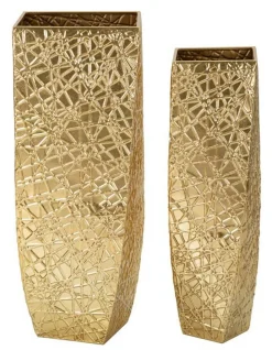 Set di 2 vasi Ritaldi, 34x34 h90 cm, Oro