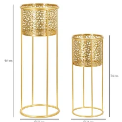 Oggettistica|Vasi > Dmora Set di 2 vasi Robert, , 17x17 h46 cm Oro