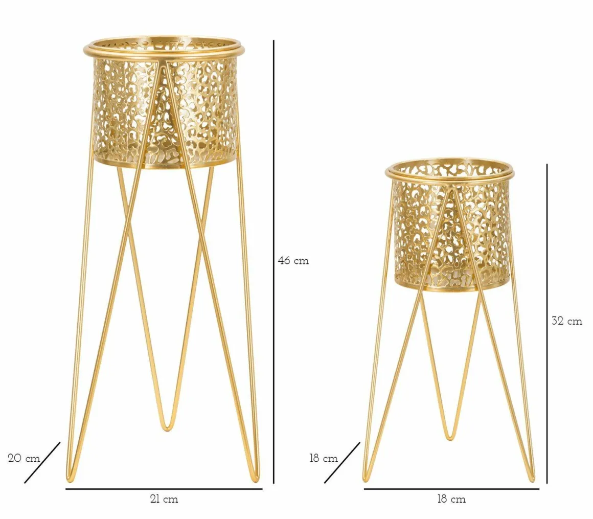 Set di 2 vasi Robert, Oro, 21x20 h46 cm
