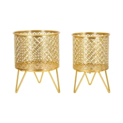 Oggettistica|Vasi > Dmora Set di 2 vasi Vif, 16x16 h20 cm, Oro