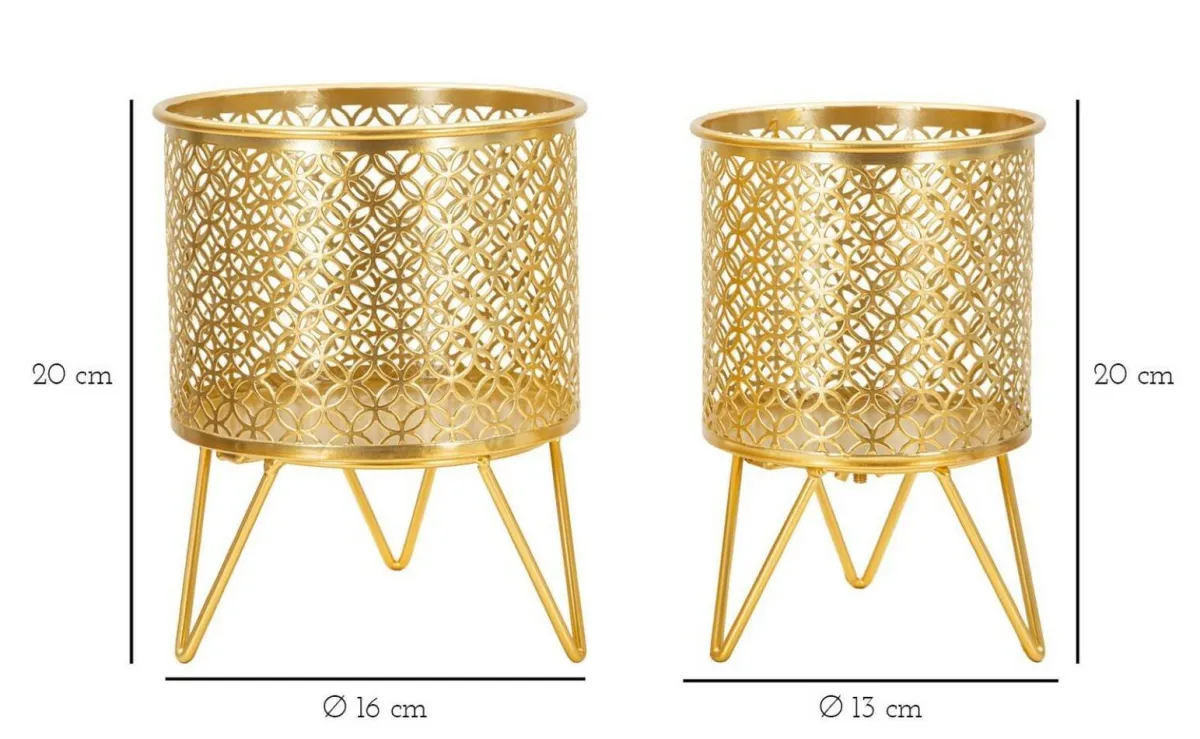 Oggettistica|Vasi > Dmora Set di 2 vasi Vif, 16x16 h20 cm, Oro