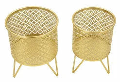 Oggettistica|Vasi > Dmora Set di 2 vasi Vif, 16x16 h20 cm, Oro