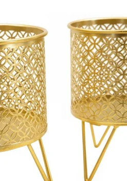 Oggettistica|Vasi > Dmora Set di 2 vasi Vif, 16x16 h20 cm, Oro