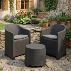 Set giardino economico 2 poltrone effetto liscio antracite - Artax