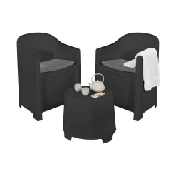 Set giardino economico 2 poltrone effetto liscio antracite - Artax