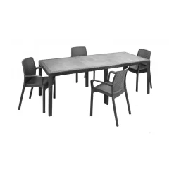 Set Tavolo E Sedie > Dmora Set giardino tavolo estensibile10 posti e 4 sedie antracite - Cortanze Nero Antracite