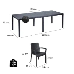Set Tavolo E Sedie > Dmora Set giardino tavolo estensibile10 posti e 4 sedie antracite - Cortanze Nero Antracite