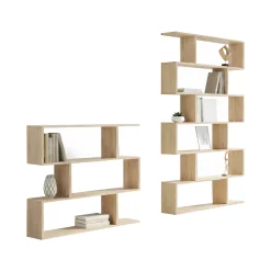 Set Libreria Marrone Rovere 9 Ripiani Modulabile, Installazione a Muro - Jesolo