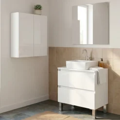Mobili Sottolavabo > Dmora Set Mobili Bagno 2 Cassetti 2 Ripiani, 2 Ante - Capizzi Bianco Lucido