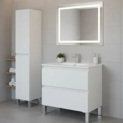 Mobili Sottolavabo > Dmora Set Mobili Bagno 3 Ripiani 3 Ante, 5 Vani - Vignola Bianco Lucido