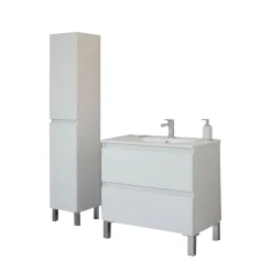 Mobili Sottolavabo > Dmora Set Mobili Bagno 3 Ripiani 3 Ante, 5 Vani - Vignola Bianco Lucido