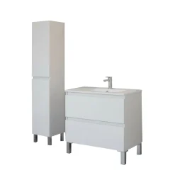 Mobili Sottolavabo > Dmora Set Mobili Bagno 3 Ripiani 3 Ante, 5 Vani - Vignola Bianco Lucido