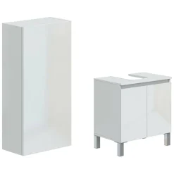 Mobili Sottolavabo > Dmora Set Mobili Bagno 3 Ripiani 3 Ante, 5 Vani - Vignola Bianco Lucido