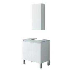 Mobili Sottolavabo > Dmora Set Mobili Bagno 3 Ripiani 3 Ante, 5 Vani - Vignola Bianco Lucido