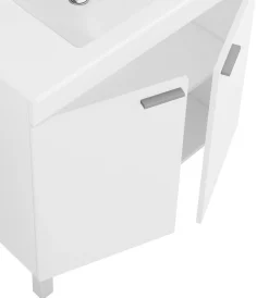Set Mobili Bagno Bianco Lucido Specchio Incluso 2 Ripiani, 3 Ante - Suvereto