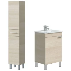 Set Mobili Bagno Marrone Rovere un Cassetto 3 Ripiani, 3 Ante - Trivento