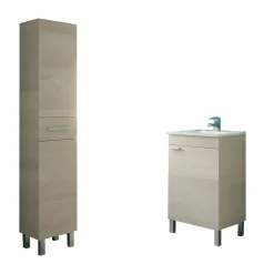 Set Mobili Bagno Marrone Rovere un Cassetto 3 Ripiani, 3 Ante - Trivento