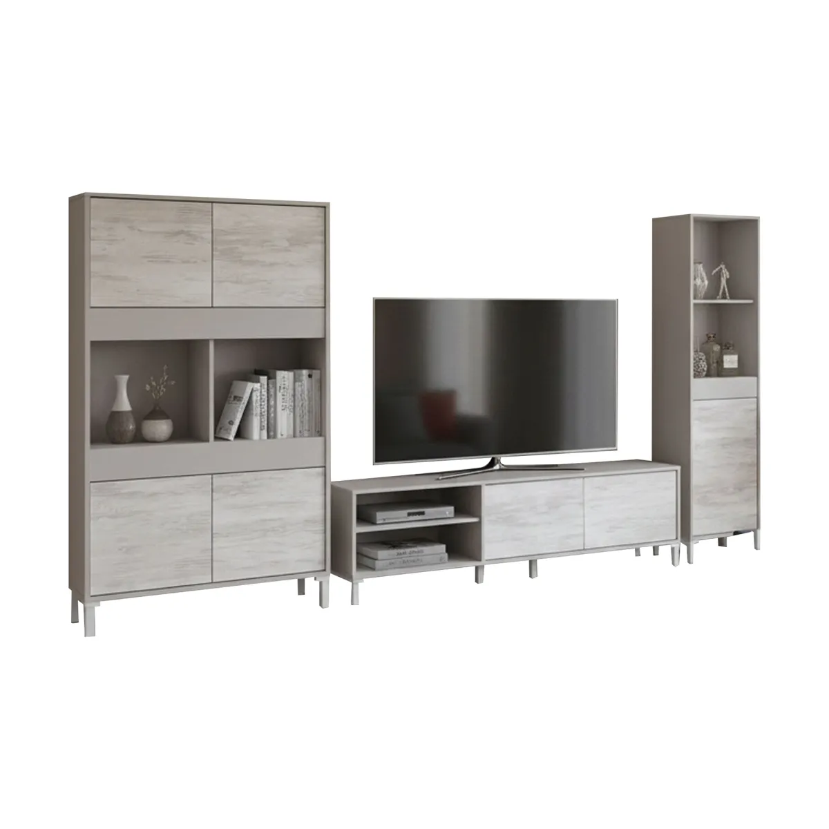 Mobili Soggiorno > Dmora Set Mobili da Soggiorno Modulabile 7 Ripiani, 7 Ante - Nibionno Beige Chiaro