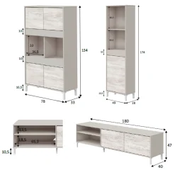 Mobili Soggiorno > Dmora Set Mobili da Soggiorno Modulabile 7 Ripiani, 7 Ante - Nibionno Beige Chiaro
