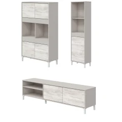 Mobili Soggiorno > Dmora Set Mobili da Soggiorno Modulabile 7 Ripiani, 7 Ante - Nibionno Beige Chiaro